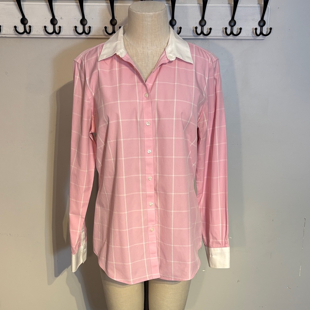 Brooks Brothers Pink Checkered Button-Up Shirt size 12